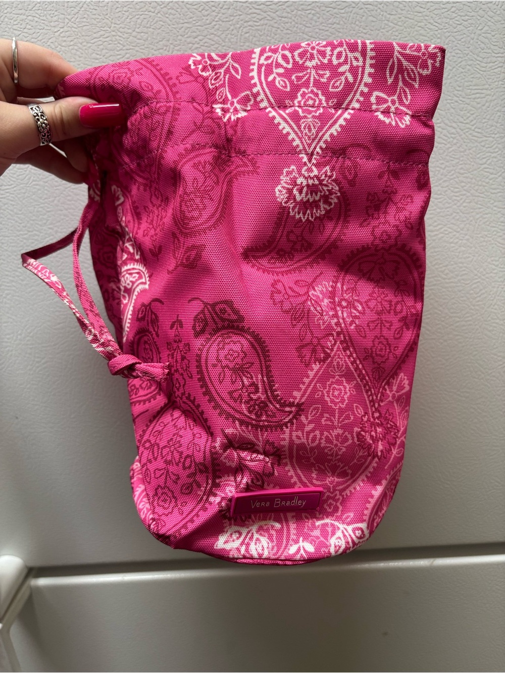 Vera Bradley Hot Pink Paisley Drawstring Cosmetic Bag
